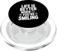 Citation de Motivation Life is Better When You're Smiling PopSockets PopGrip pour MagSafe