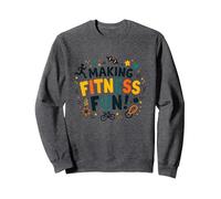 Citation de Motivation pour Faire du Fitness Une éducation Physique Amusante Sweatshirt, Unisexe pour Adultes, Chiné Foncé, M