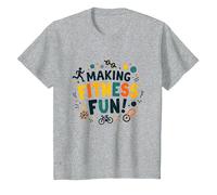 Citation de Motivation pour Faire du Fitness Une éducation Physique Amusante T-Shirt, Enfant, Gris Chiné, 12 Ans