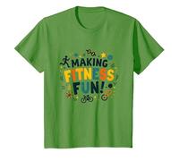 Citation de Motivation pour Faire du Fitness Une éducation Physique Amusante T-Shirt, Enfant, Herbe, 10 Ans