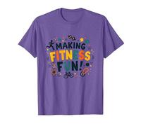 Citation de Motivation pour Faire du Fitness Une éducation Physique Amusante T-Shirt, Homme, Violet chiné, 3XL