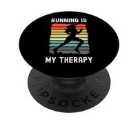 Citation de Motivation pour Femme coureuse est ma thérapie PopSockets PopGrip Adhésif