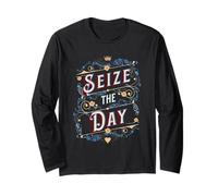 Citation de Motivation Seize The Day - Motif Typographie Vintage Manche Longue