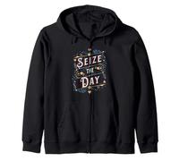 Citation de Motivation Seize The Day - Motif Typographie Vintage Sweat à Capuche