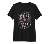 Citation de Motivation Seize The Day - Motif Typographie Vintage T-Shirt Haut de Gamme