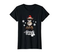 Citation de Noël Jingle Bells Cheval drôle T-Shirt, Femme, Noir, L