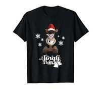 Citation de Noël Jingle Bells Cheval drôle T-Shirt, Homme, Noir, S