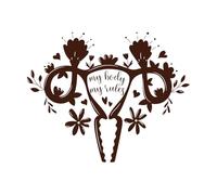 Citation de police féministe Mon corps Mes règles Système reproducteur féminin Stickers gravés 65.6x81.9cm Décoration de carrosserie Café