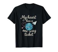 Citation de Voyage Wanderlust My Heart Has a One-Way Ticket T-Shirt