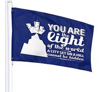 Citation Drapeau 0,9 x 1,5 m Vous êtes la lumière du monde Une ville située sur une colline ne peut pas être cachée Mot extérieur Drapeaux Grandes bannières de bienvenue pour la maison, le jardin, l