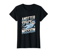 Citation drôle d'astronaute Loutre - Mission Spatiale Animale T-Shirt Graphique avec Valeur, Femme, Noir, XS
