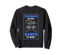 Citation du Joueur de Natation drôle Nageur Le Jour Gamer de Nuit Sweatshirt