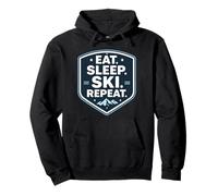 Citation « Eat Sleep Ski Repeat Skier Skiing Lover » Sports d'hiver Sweat à Capuche