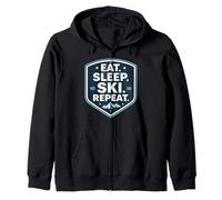 Citation « Eat Sleep Ski Repeat Skier Skiing Lover » Sports d'hiver Sweat à Capuche