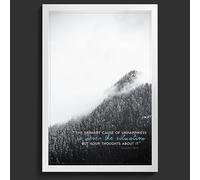 Citation Eckhart Tolle | The primary cause of unhappiness | Impression photo encadrée | Pré-signée | Papier lustré pro | Format A4 (21 x 29,7 cm)