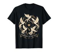 Citation en Forme de cœur « Community is The Spell Birds » T-Shirt Graphique avec Valeur