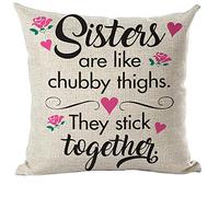 Citation en Lettres Noires : Les Sœurs sont comme des Choses Potelées Taie d'oreiller avec Fermeture Éclair Housse Coussin Decorative Housses De Coussins pour Lit 45X45Cm