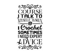 citation et dicton au crochet bien sûr je me parle à moi-même Décorations murales en vinyle 47.6x81.6cm Stickers pour vitres Noir