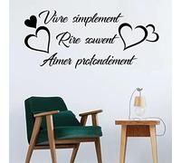 Citation française Stickers Autocollant Citation Vivre Simplement Vinyle Mur Art Decal Salon Décor À La Maison Affiche Maison Décoration 57x25 cm