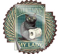 Citation Funky Room Decor Durable Vinyle - Chat Noir Decor Your Butt Serviettes My Lady Case for Stone Use (6 x 9 cm)