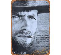 Citation Great Clint Eastwood Cowboy 20,3 x 30,5 cm - Plaque en métal vintage pour maison, bar, pub, garage, décoration cadeaux