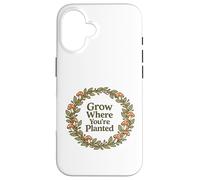 Citation Grow Where You're Planted Champignon Cottagecore Coque pour iPhone 16