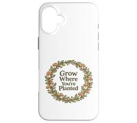 Citation Grow Where You're Planted Champignon Cottagecore Coque pour iPhone 16 Plus