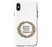 Citation Grow Where You're Planted Champignon Cottagecore Coque pour iPhone X/XS
