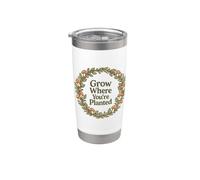 Citation Grow Where You're Planted Champignon Cottagecore Gobelet isotherme en acier inoxydable double paroi