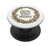 Citation Grow Where You're Planted Champignon Cottagecore PopSockets PopGrip Adhésif