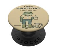 Citation Humoristique de Grenouille I Was Normal Once Coffee Morning Mood PopSockets PopGrip Adhésif