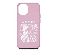 Citation Humoristique de Guitariste « Never Underestimate A Girl with A Bass » Coque pour iPhone 12/12 Pro