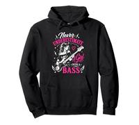 Citation Humoristique de Guitariste « Never Underestimate A Girl with A Bass » Sweat à Capuche
