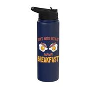 Citation humoristique de nourriture Don't Mess With My Breakfast Bacon Eggs Stainless Steel Insulated Water Bottle