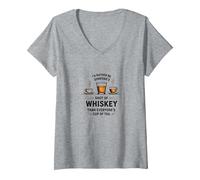 Citation Humoristique « I'd Rather Be Someone's Shot of Whiskey » T-Shirt avec Col en V, Femme, Gris Chiné, XL