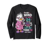 Citation Humoristique « in My Mind Im Still 24 » - Motif Oiseaux âgés Manche Longue