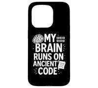Citation humoristique My Brain Runs On Ancient Code Coque pour iPhone 15 Pro