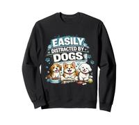 Citation Humoristique pour Amoureux des Chiens Facilement distrait par Les Chiens Sweatshirt