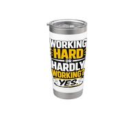 Citation humoristique sur le lieu de travail « Working Hard Or Hardly Working Hard » Gobelet isotherme en acier inoxydable double paroi