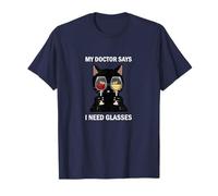 Citation humoristique sur le vin, My Doctor Says I Need Glasses, Cat Mom Dad T-Shirt