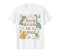Citation Inclusive de Dinosaures Mignons pour Enfants avec des Dinosaures amicaux T-Shirt Graphique avec Valeur, Homme, Blanc, L
