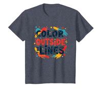 Citation inspirante Artistique Color Outside The Lines T-Shirt, Enfant, Bleu Chiné, 8 Ans