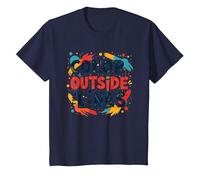 Citation inspirante Artistique Color Outside The Lines T-Shirt, Enfant, Bleu Marine, 8 Ans