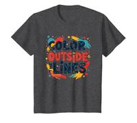 Citation inspirante Artistique Color Outside The Lines T-Shirt, Enfant, Chiné Foncé, 4 Ans