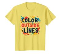 Citation inspirante Artistique Color Outside The Lines T-Shirt, Enfant, Citron, 8 Ans