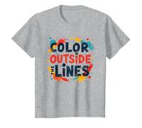 Citation inspirante Artistique Color Outside The Lines T-Shirt, Enfant, Gris Chiné, 6 Ans
