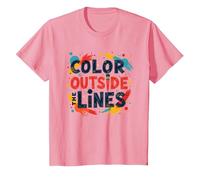 Citation inspirante Artistique Color Outside The Lines T-Shirt, Enfant, Rose, 3 Ans