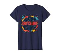 Citation inspirante Artistique Color Outside The Lines T-Shirt, Femme, Bleu Marine, XS