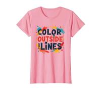 Citation inspirante Artistique Color Outside The Lines T-Shirt, Femme, Rose, 3XL
