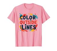 Citation inspirante Artistique Color Outside The Lines T-Shirt, Homme, Rose, XL
